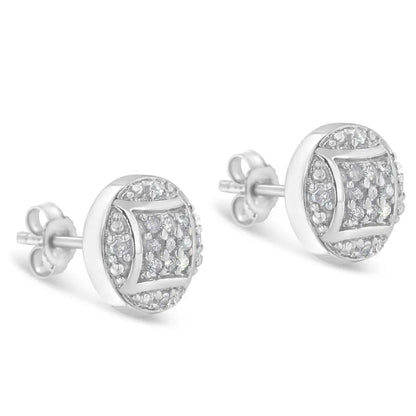 Sterling Silver Round Diamond Cluster Stud Earrings (0.35 Cttw H-i Color I3 Clarity) - Fine Jewelry us Direct