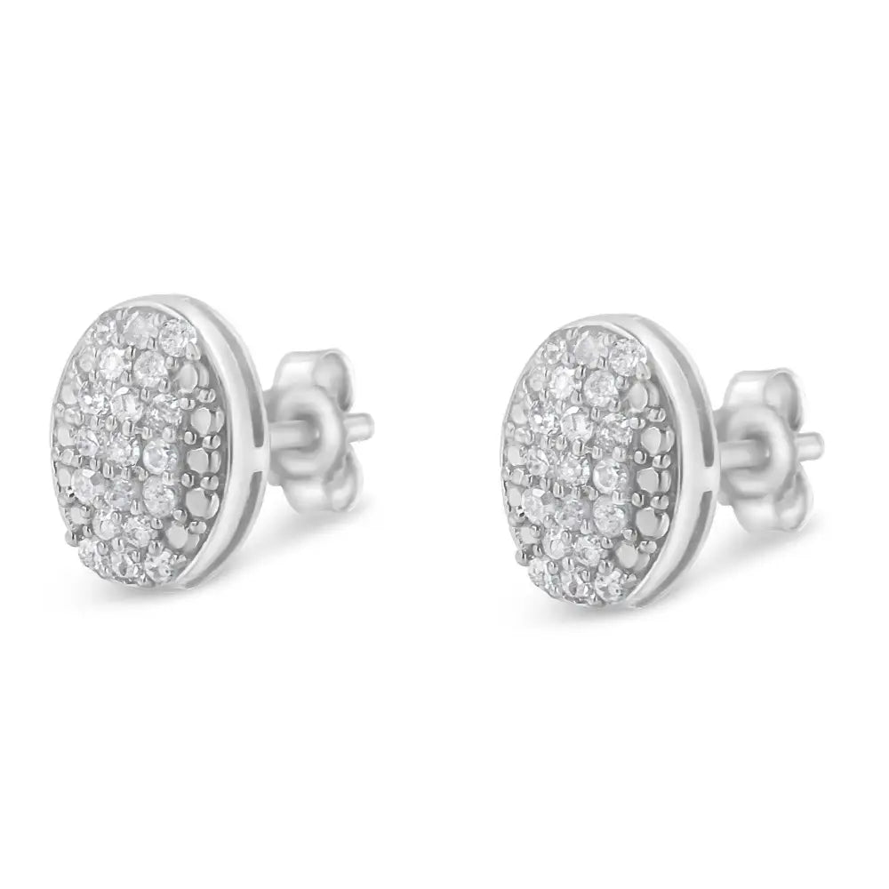 Sterling Silver Round Diamond Oval Cluster Earrings (1/2 Cttw I-j Color I2-i3 Clarity) - Fine Jewelry us Direct