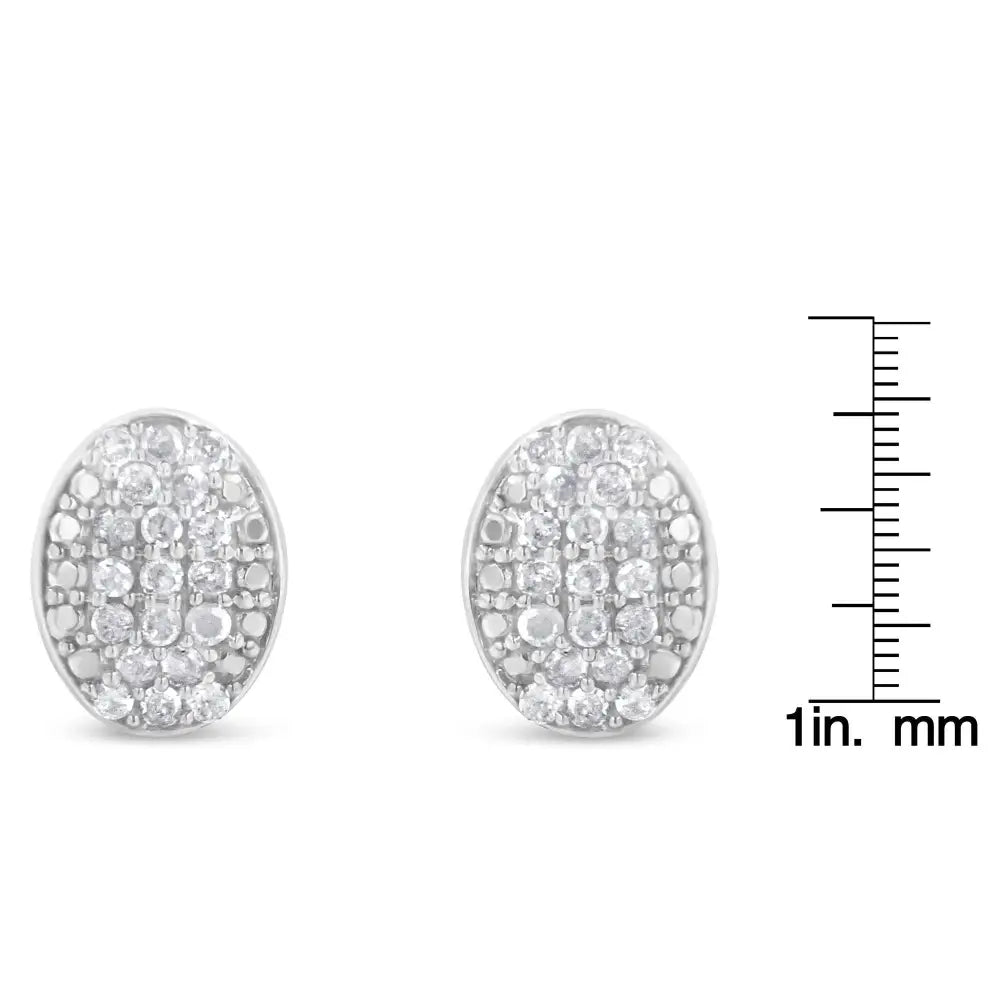 Sterling Silver Round Diamond Oval Cluster Earrings (1/2 Cttw I-j Color I2-i3 Clarity) - Fine Jewelry us Direct