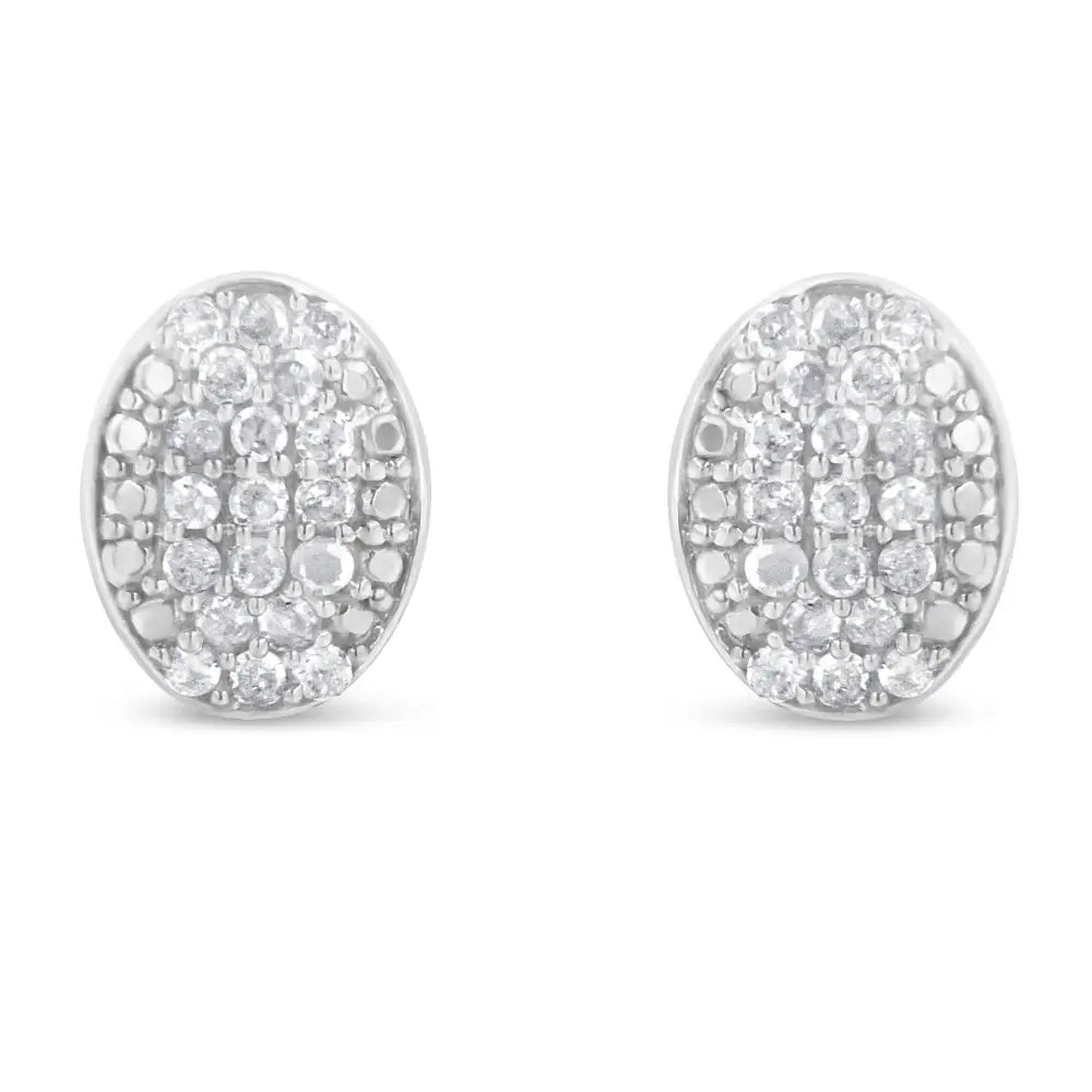 Sterling Silver Round Diamond Oval Cluster Earrings (1/2 Cttw I-j Color I2-i3 Clarity) - Fine Jewelry us Direct