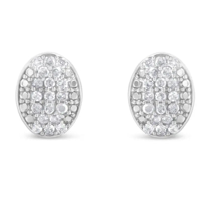 Sterling Silver Round Diamond Oval Cluster Earrings (1/2 Cttw I-j Color I2-i3 Clarity) - Fine Jewelry us Direct