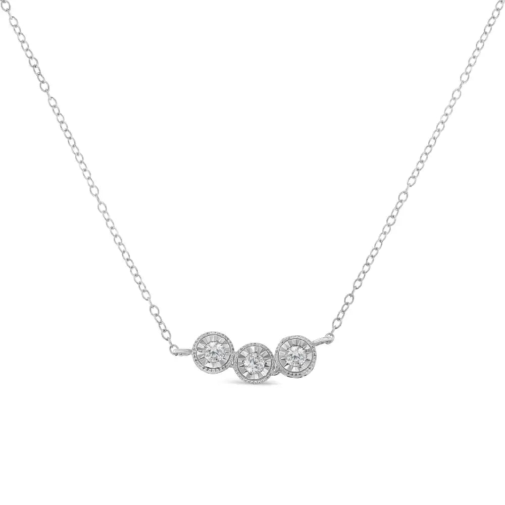 Sterling Silver Round Diamond Pendant Necklace (1/4 Cttw H-i Color I2-i3 Clarity) - Fine Jewelry us Direct