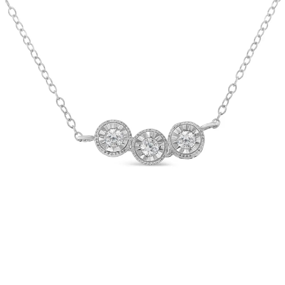 Sterling Silver Round Diamond Pendant Necklace (1/4 Cttw H-i Color I2-i3 Clarity) - Fine Jewelry us Direct