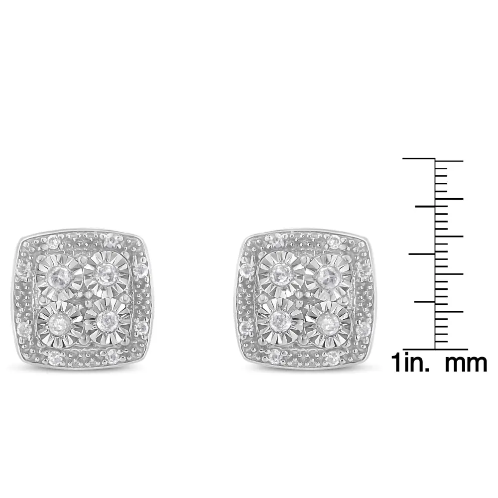 Sterling Silver Round Diamond Quad Stud Earrings (0.25 Cttw I-j Color I3 Clarity) - Fine Jewelry us Direct