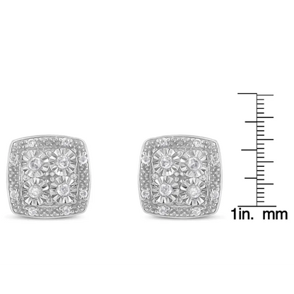 Sterling Silver Round Diamond Quad Stud Earrings (0.25 Cttw I-j Color I3 Clarity) - Fine Jewelry us Direct