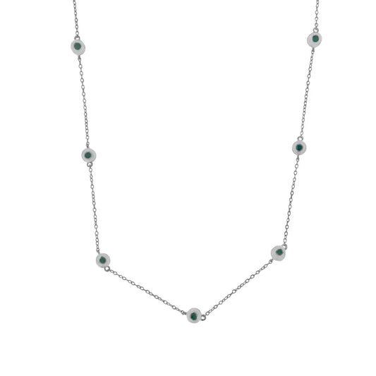 Sterling Silver Treated Diamond by Yard Necklace (3/4 Cttw Blue Color I2-i3 Clarity) - Fine Jewelry us Direct