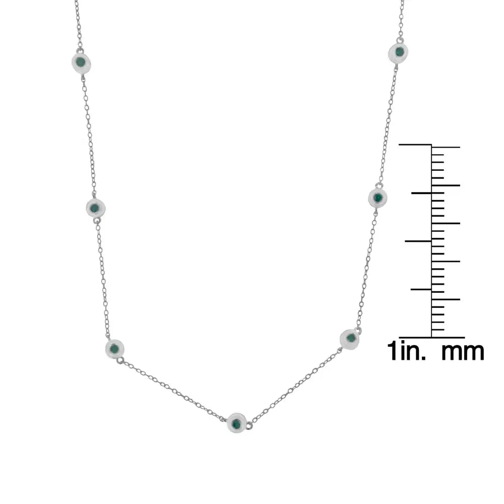 Sterling Silver Treated Diamond by Yard Necklace (3/4 Cttw Blue Color I2-i3 Clarity) - Fine Jewelry us Direct