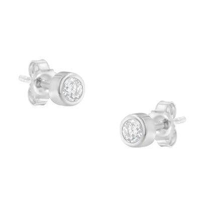 Stunning 10k Gold Bezel-set Stud Earrings with Colorless Diamonds