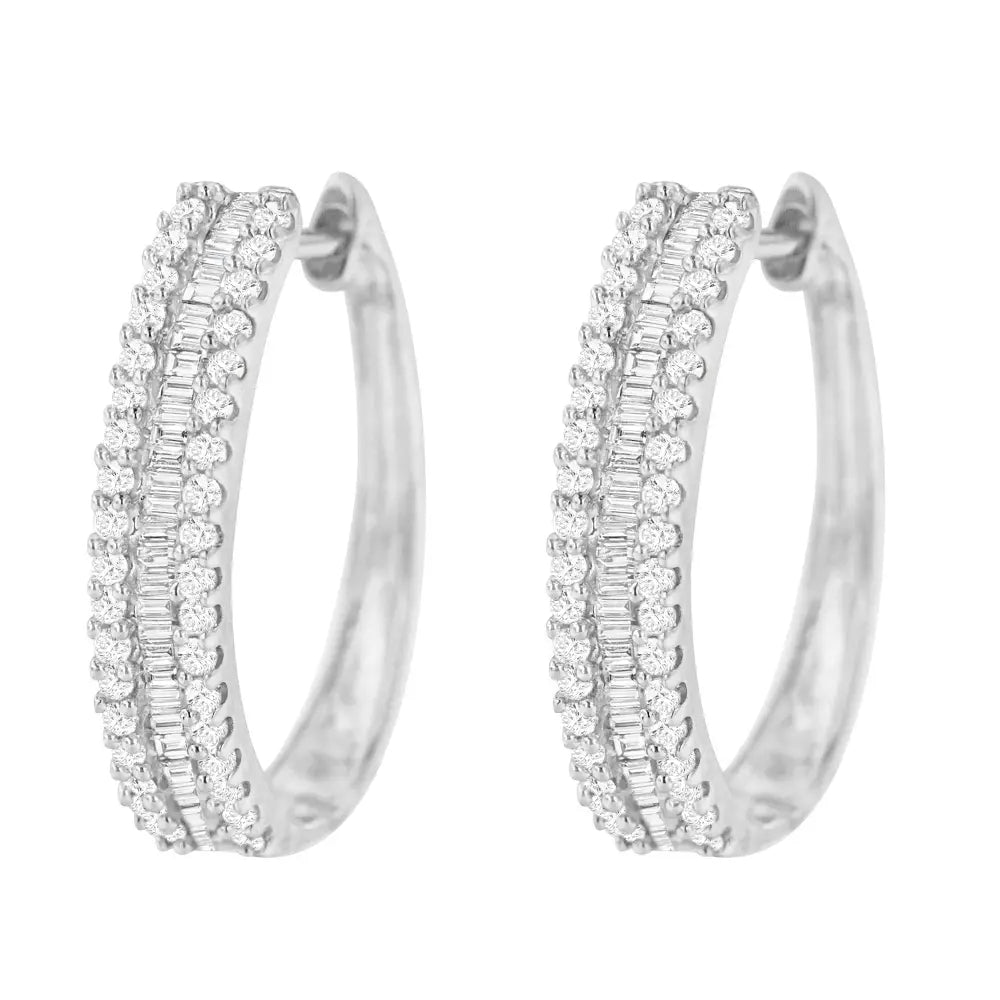 Stunning 10k White Gold Diamond Hoop Earrings for Timeless Elegance