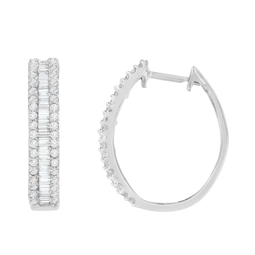 Stunning 10k White Gold Diamond Hoop Earrings for Timeless Elegance