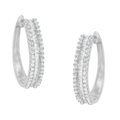 Stunning 10k White Gold Diamond Hoop Earrings for Timeless Elegance