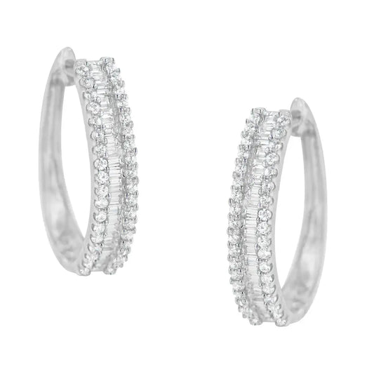 Stunning 10k White Gold Diamond Hoop Earrings for Timeless Elegance