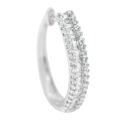 Stunning 10k White Gold Diamond Hoop Earrings for Timeless Elegance