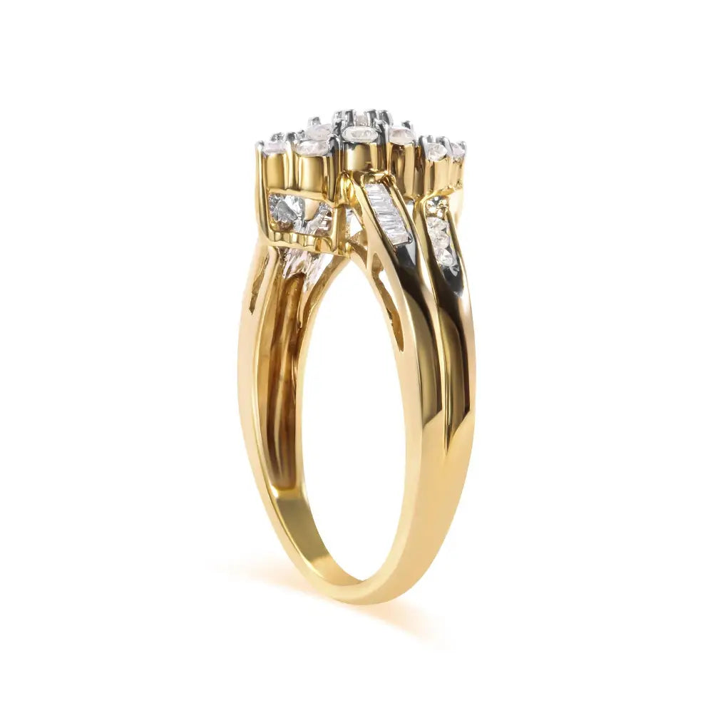 Stunning 10k Yellow Gold Channel Set Diamond Cttw Pear Cluster Ring