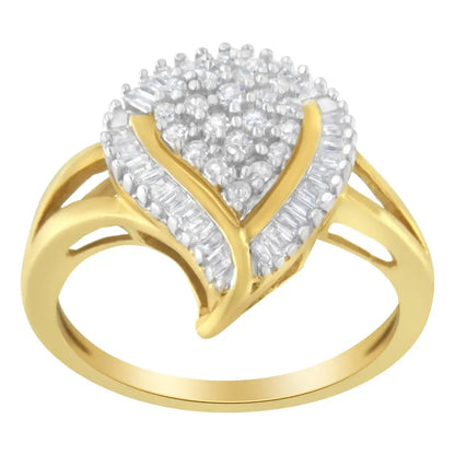 Stunning 10k Yellow Gold Diamond Cluster Ring with Radiant Elegance