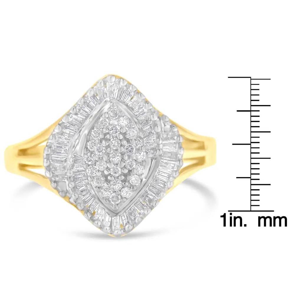 Stunning 10k Yellow Gold Diamond Cocktail Ring with Radiant Sparkle