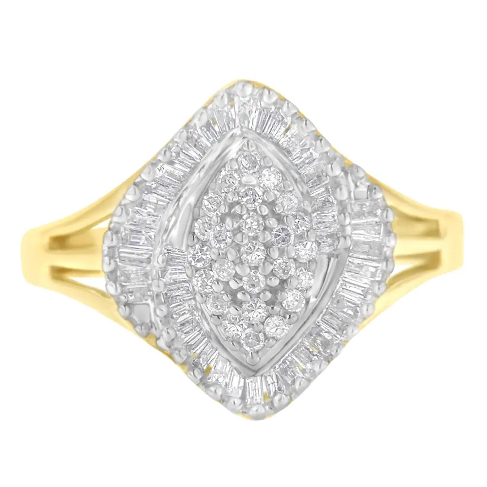 Stunning 10k Yellow Gold Diamond Cocktail Ring with Radiant Sparkle