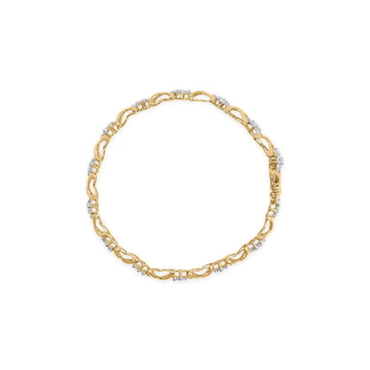 Stunning 10k Yellow Gold Diamond Link Bracelet with 2.00 Cttw Elegance