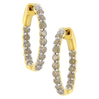 Stunning 10k Yellow Gold Plated Diamond Hoop Earrings for Elegance