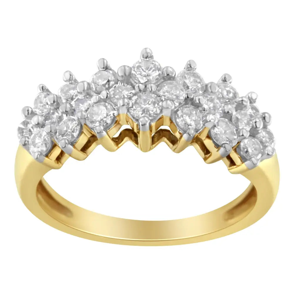 Stunning 10k Yellow Gold Round Diamond Ring with Timeless Elegance - 7