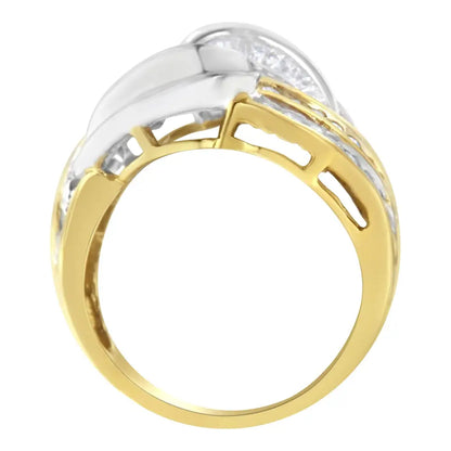 Stunning 10kt Two-toned Gold Diamond Bypass Ring Brilliance - 7