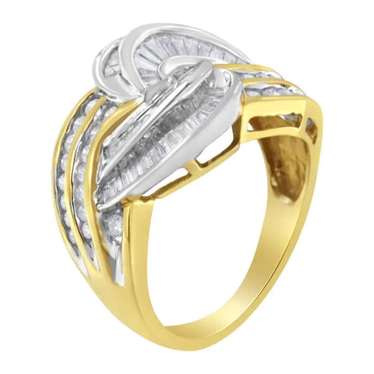 Stunning 10kt Two-toned Gold Diamond Bypass Ring Brilliance - 7