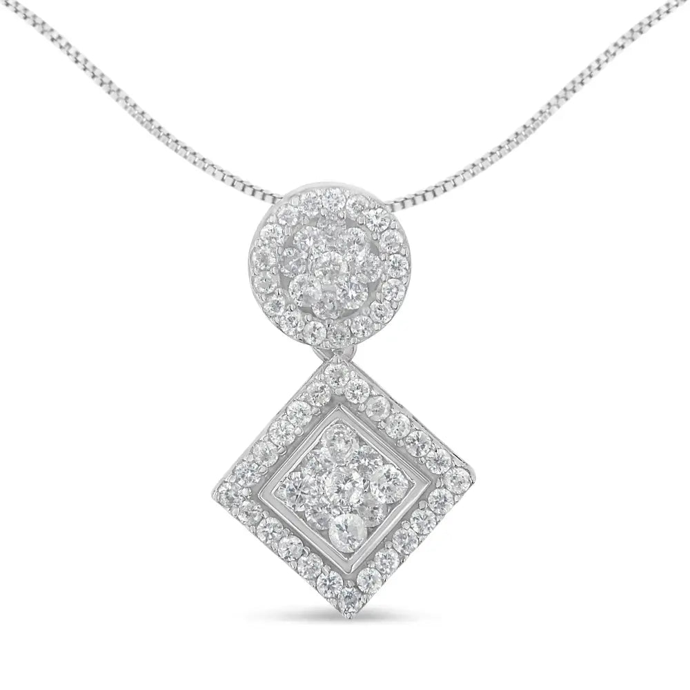 Stunning 14k White Gold 1 Cttw Diamond Pendant Necklace for Elegance