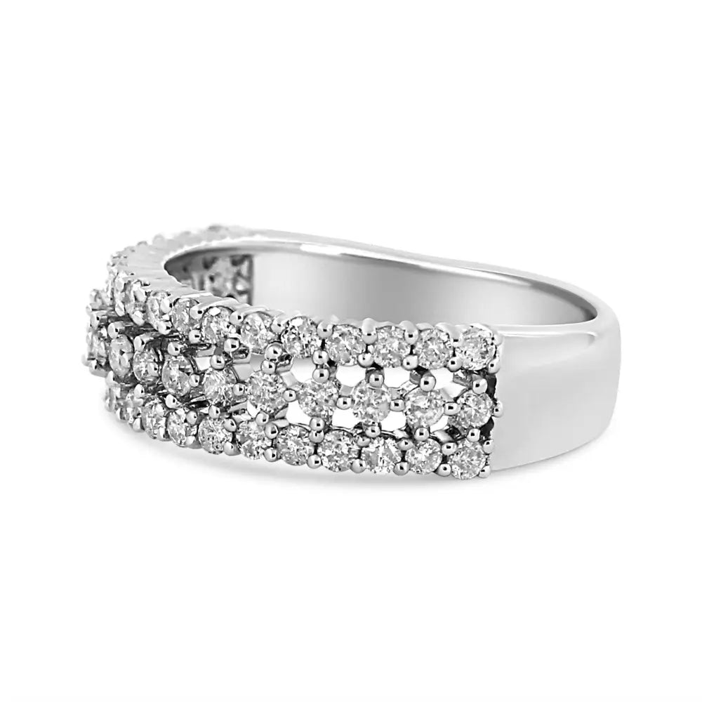 Stunning 14k White Gold Cttw Prong Set Round Diamond Split Shank Band Ring