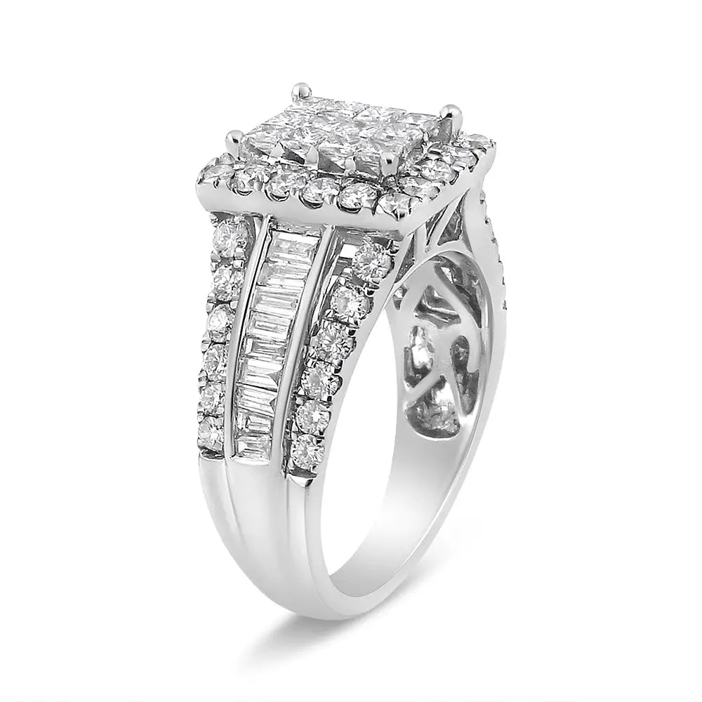 Stunning 14k White Gold Halo Diamond Ring with Si1-si2 Clarity