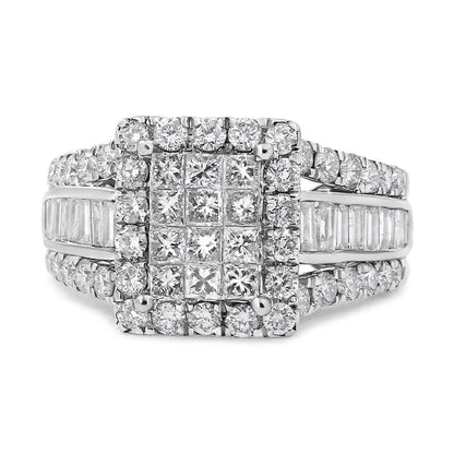 Stunning 14k White Gold Halo Diamond Ring with Si1-si2 Clarity