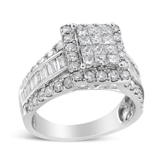 Stunning 14k White Gold Halo Diamond Ring with Si1-si2 Clarity