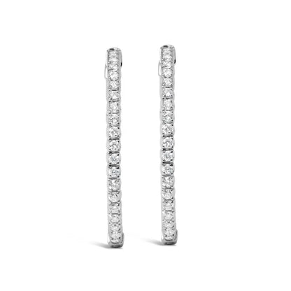 Stunning 14k White Gold Inside out Hoop Earrings with Lab Grown Diamonds