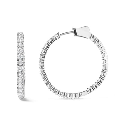 Stunning 14k White Gold Inside out Hoop Earrings with Lab Grown Diamonds