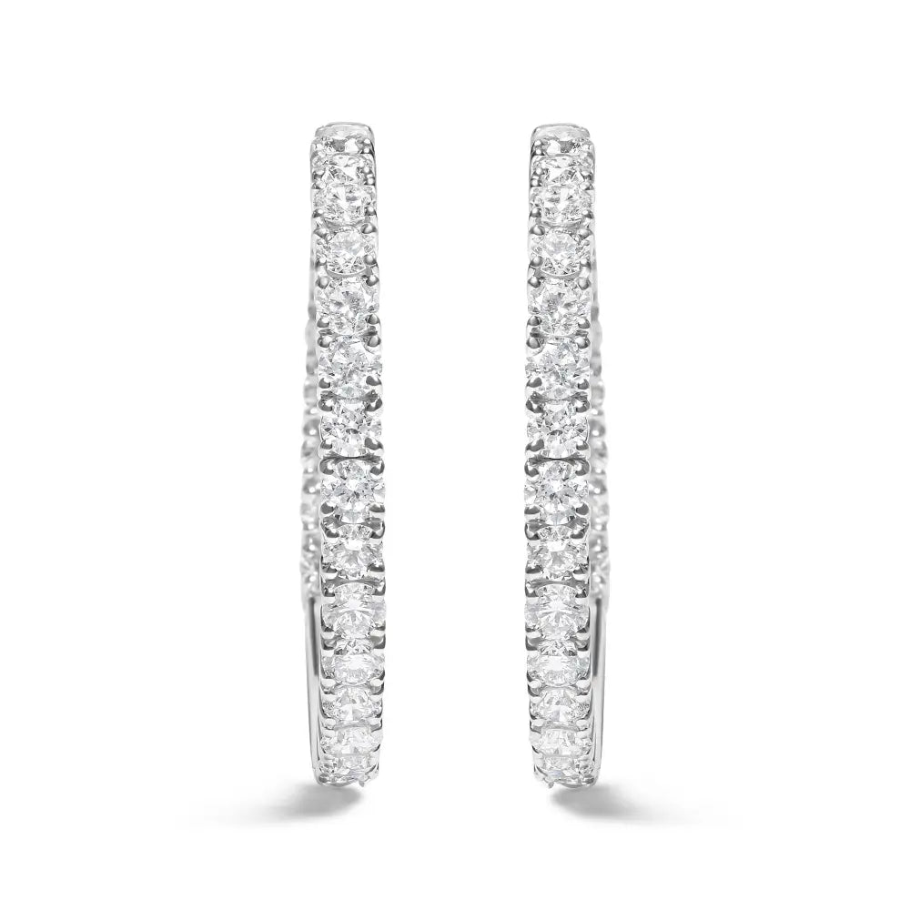 Stunning 14k White Gold Inside out Hoop Earrings with Lab Grown Diamonds