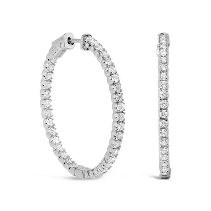 Stunning 14k White Gold Inside out Hoop Earrings with Lab Grown Diamonds