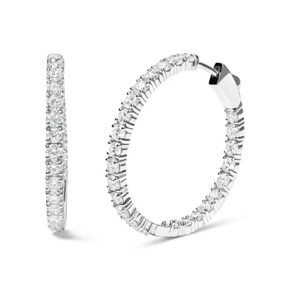 Stunning 14k White Gold Inside out Hoop Earrings with Lab Grown Diamonds