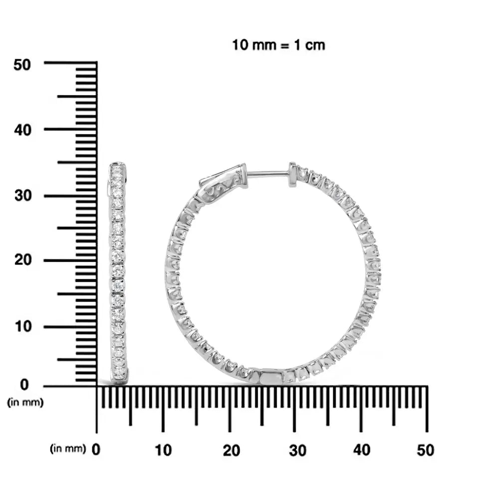 Stunning 14k White Gold Inside out Hoop Earrings with Lab Grown Diamonds