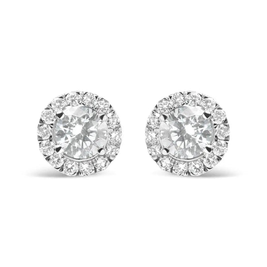 Stunning 14k White Gold Lab Grown Diamond Solitaire Stud Earrings