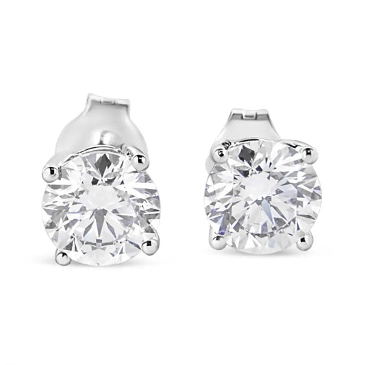 Stunning 14k White Gold Lab Grown Round Brilliant Diamond Solitaire Earrings