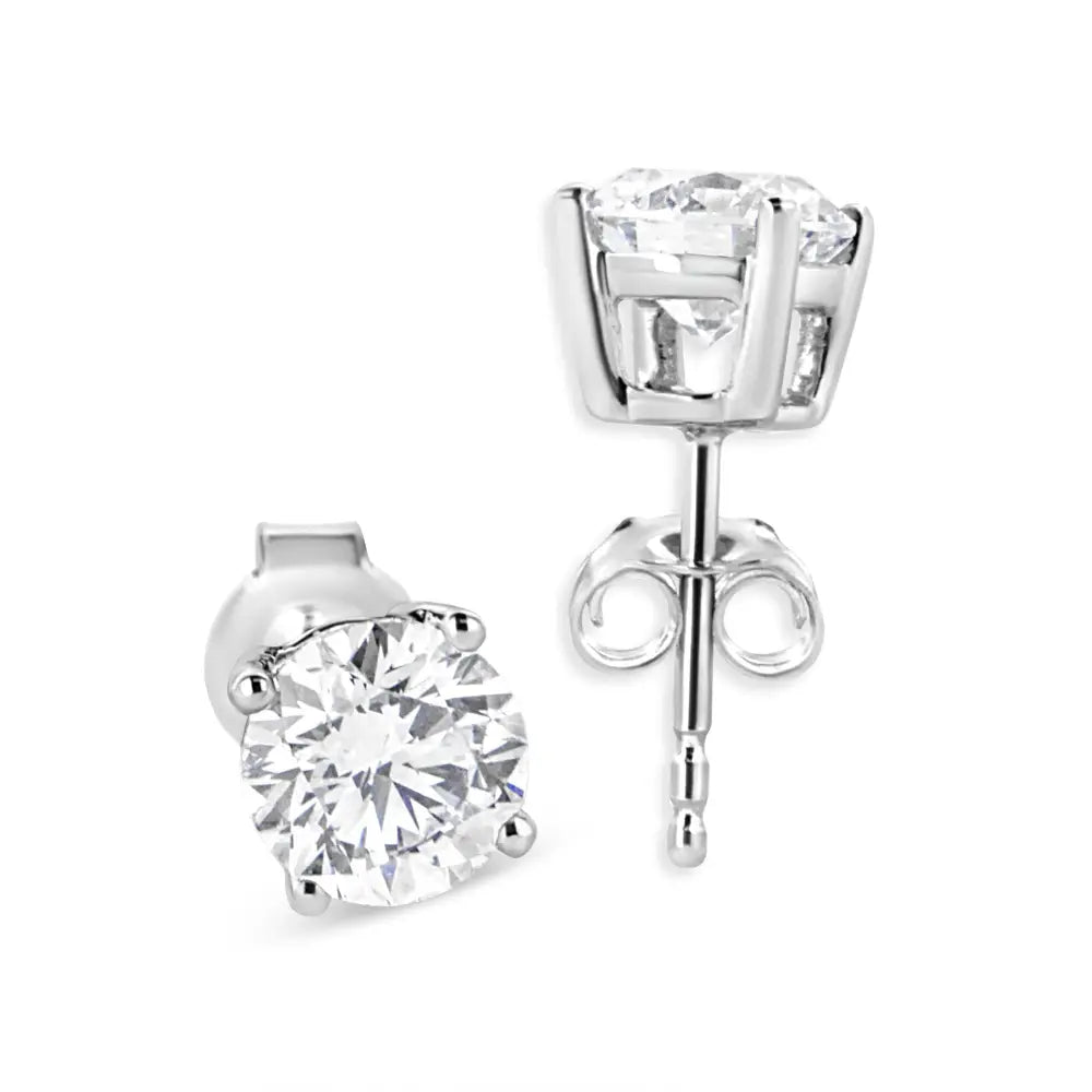 Stunning 14k White Gold Lab Grown Round Brilliant Diamond Solitaire Earrings