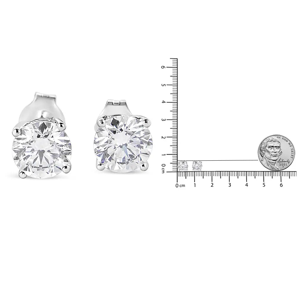 Stunning 14k White Gold Lab Grown Round Brilliant Diamond Solitaire Earrings