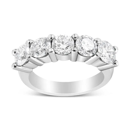 Stunning 14k White Gold Shared Prong Set Lab Grown Diamond Anniversary Band