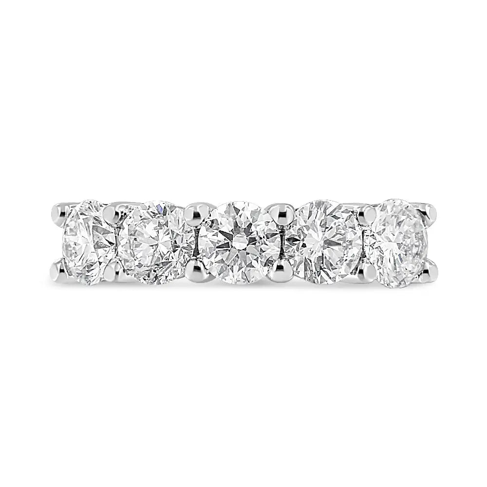 Stunning 14k White Gold Shared Prong Set Lab Grown Diamond Anniversary Band