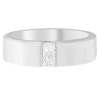 Stunning 14k White Gold Tdw Diamond Channel Band Ring for Men