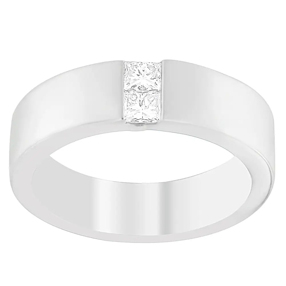 Stunning 14k White Gold Tdw Diamond Channel Band Ring for Men