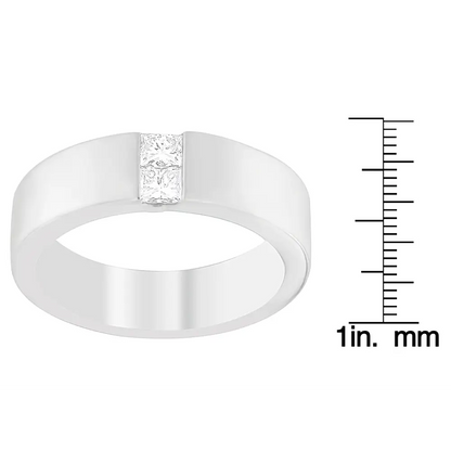 Stunning 14k White Gold Tdw Diamond Channel Band Ring for Men