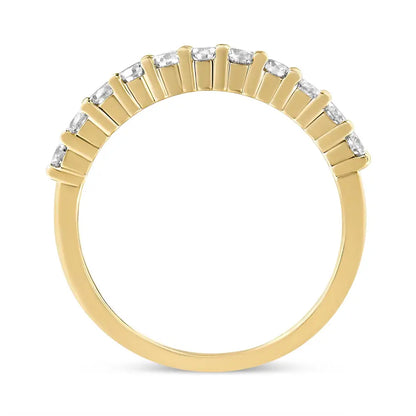 Stunning 14k Yellow Gold Cttw Shared Prong Set Diamond Band Ring