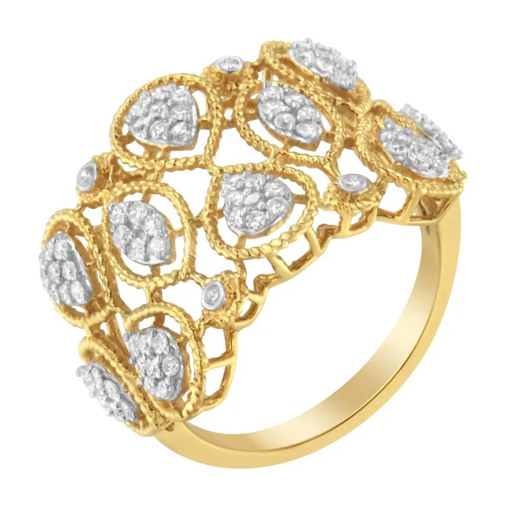 Stunning 14k Yellow Gold Diamond Art Deco Ring with Timeless Elegance