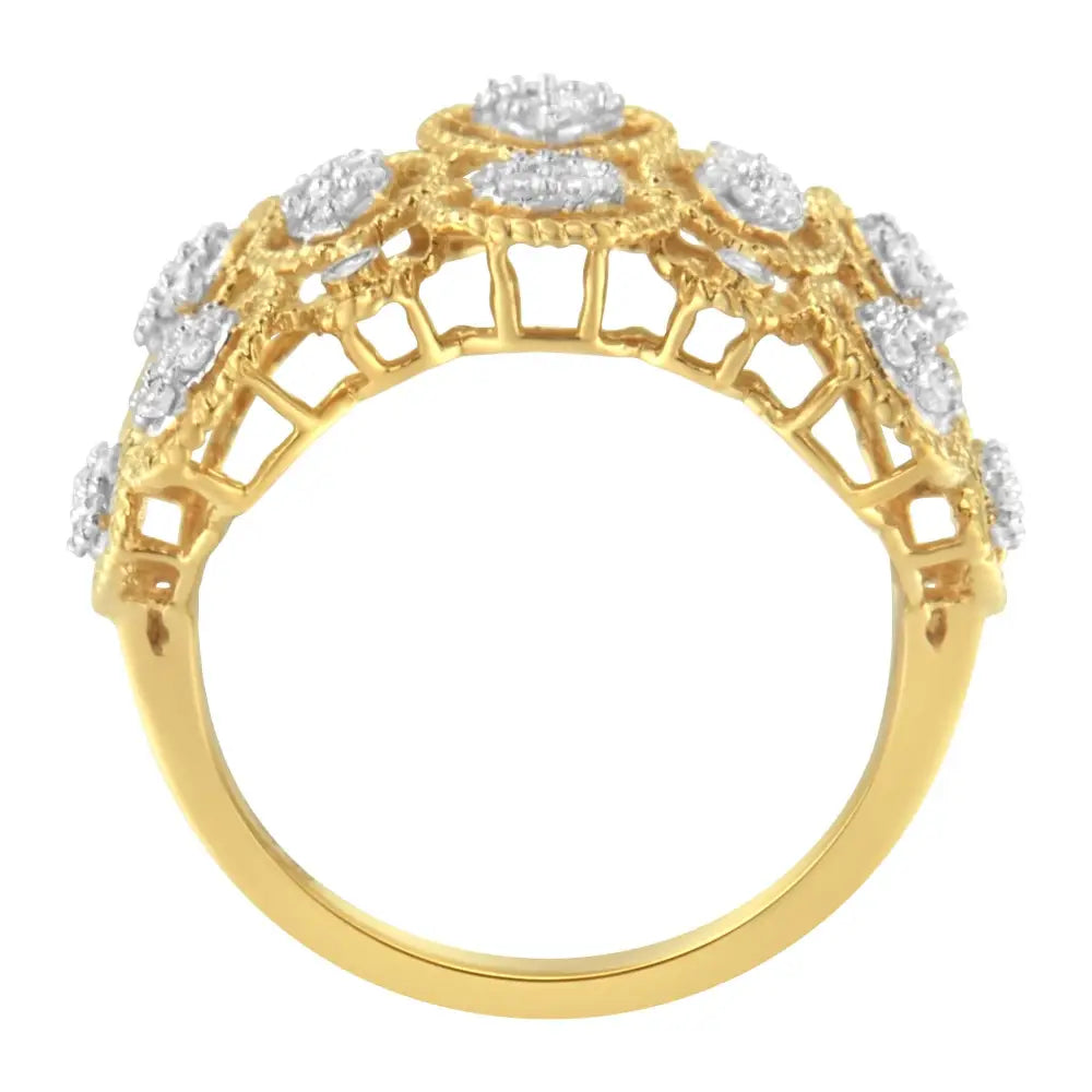 Stunning 14k Yellow Gold Diamond Art Deco Ring with Timeless Elegance