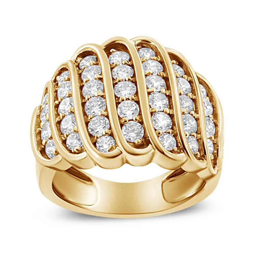 Stunning 14k Yellow Gold Plated Cttw Diamond Multi Row Band Ring